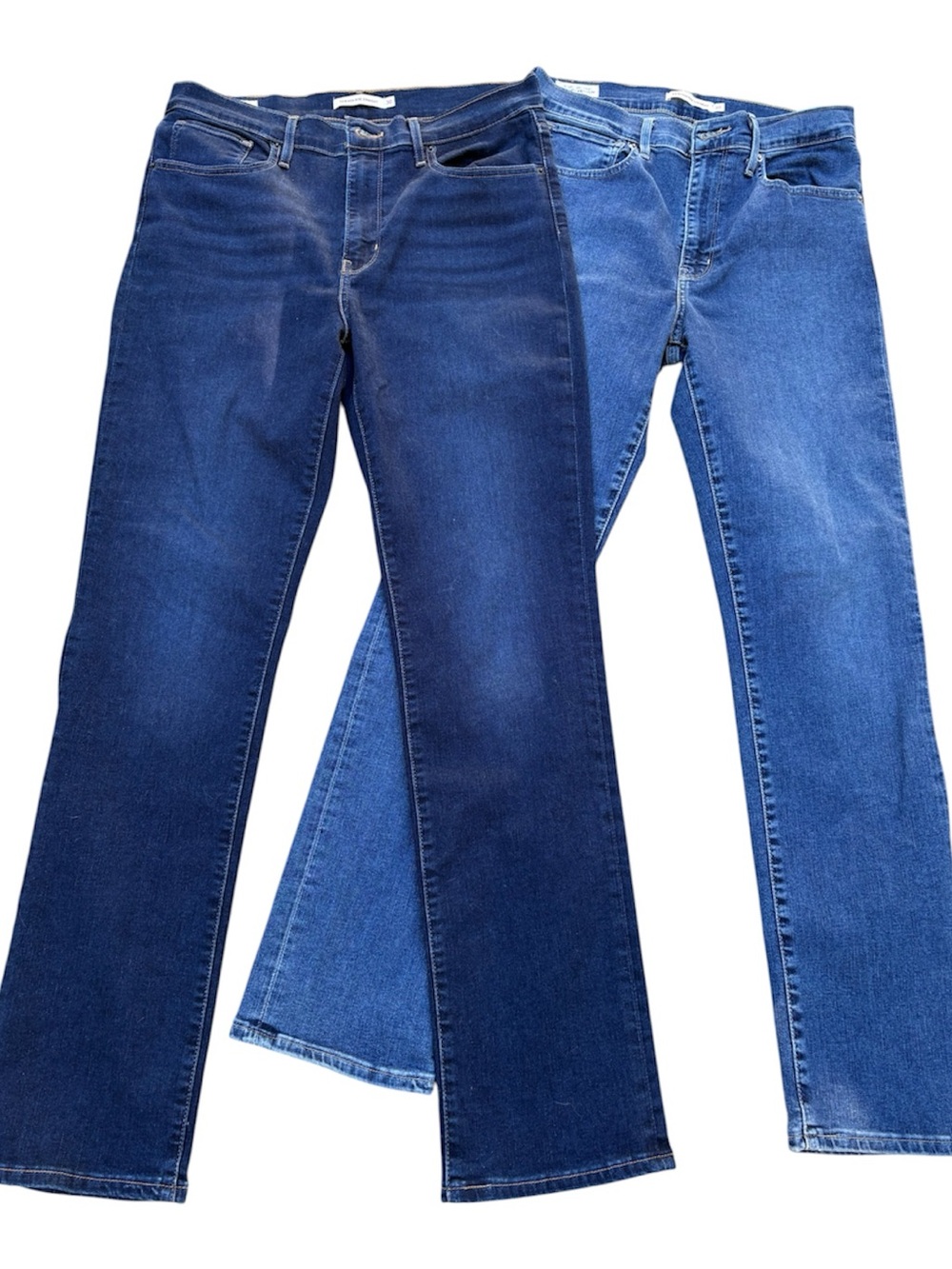 Levi's premium big (E) 724 High Rise Straight Jeans - Dark Indigo & Light Indigo